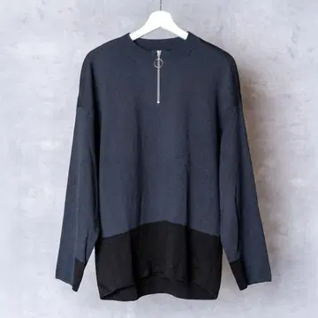 Lui's 루이스 하프 지퍼 니트 링 지퍼 바이컬러