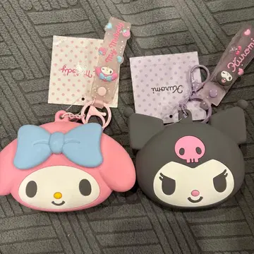 산리오 마이멜로디 쿠로미 파우치 실리콘 코인 케이스 키링 세트