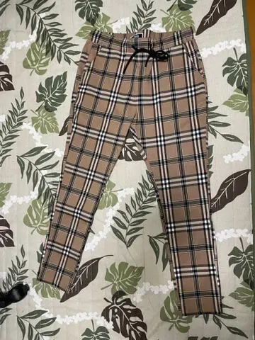 RTEG 베이지 계열 체크 스키니 팬츠 L