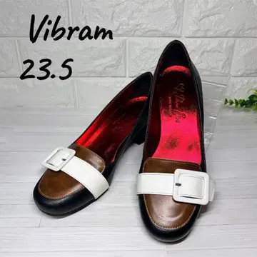 [이탈리아제 천연 가죽] 바이컬러 펌프스 청키힐 비브람 밑창