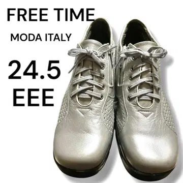 FREE TIME 이탈리아제 레이스업 슈즈 24.5cmEEE 실버