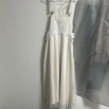 튤 도킹 데님 플레어 점프 스커트