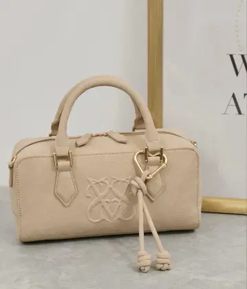 VIS 로고 스웨이드 미니 보스턴 백