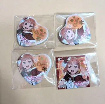 Aqours 징글벨이 멈추지 않아 타카미 치카 하트형 캔뱃지 스티커