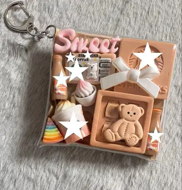 가챠 파우치 [ 핑크 베이지 곰돌이 카페 핑크 베이지 계열 ]