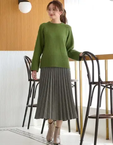 anyFAM 울리쉬 플란넬 플리츠 스커트 그레이 글렌체크