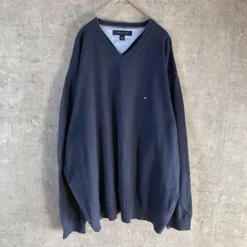 TOMMY HILFIGER V넥 스웨터 2XL 사이즈 네이비