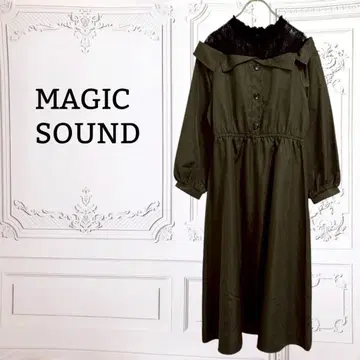 [매직 사운드] 원피스 벌룬 슬리브 [M] 카키 허리밴딩