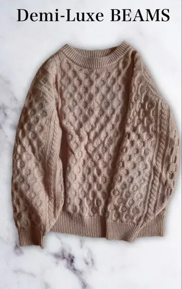 데밀룩스 빔즈 크루넥 울 캐시미어 혼방 아란 풀오버 니트