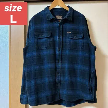오비스 플란넬 셔츠 옴브레 체크 블루 90s 00s 뱀 플란넬