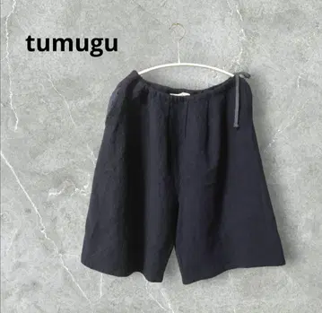 tumugu 츠무구 울 하프 팬츠 네이비