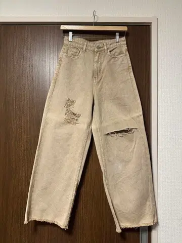 mystic 크러쉬 데님 데미지 진 와이드 팬츠