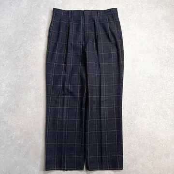 [ 새상품급 ] 90s 울 타탄 체크 팬츠 네이비