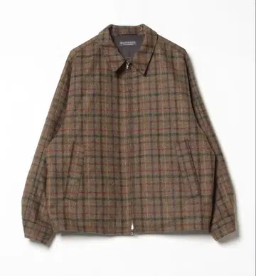 체크 무늬 울 자켓 블루종