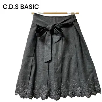 CDS 베이직 플리츠 플레어 스커트 차콜 그레이 S