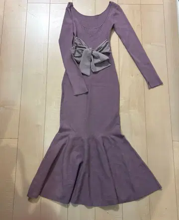 새상품급 로얄 파티 허리 리본 머메이드 니트 원피스 F