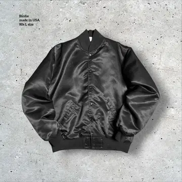 80s 구제 의류 Birdie USA제 새틴 바시티 자켓 블랙 L 사이즈