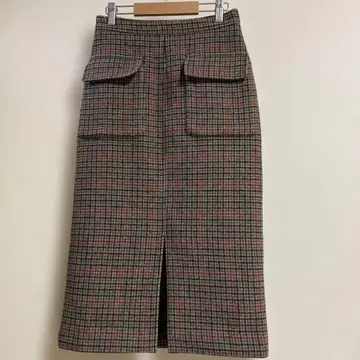 새상품급 [스픽 앤 스팬] 체크 타이트 스커트 사이즈 34