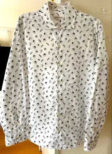 PRANDI 물고기 패턴 화이트 셔츠 XXXL