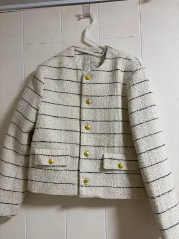 Fano Studios 노카라 자켓 M 화이트 스트라이프