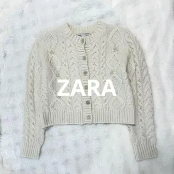 [ ZARA 자라 ] 니트 가디건 펄 비쥬 장식 화이트 S