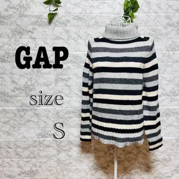 [m4] [GAP] 터틀넥 스웨터 긴팔 보더 화이트 블랙 그레이 [S]