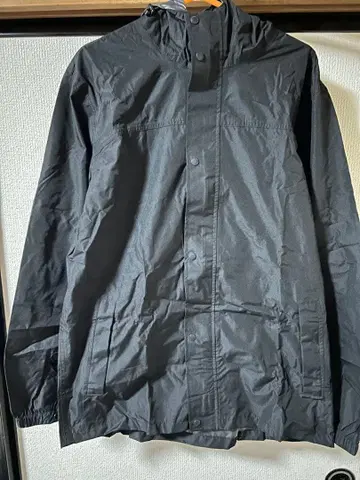 워크맨 블랙 후드 부착 레인코트