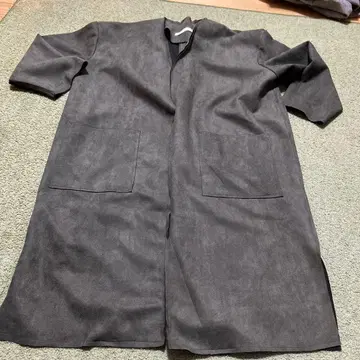 Bou jeloud 그레이 스웨이드풍 롱 코트