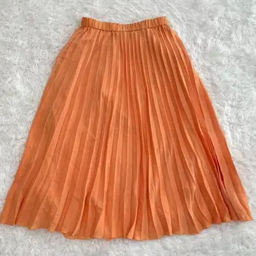 인디비 INDIVI 롱 플리츠 스커트 L 오렌지 계열 성숙/러블리