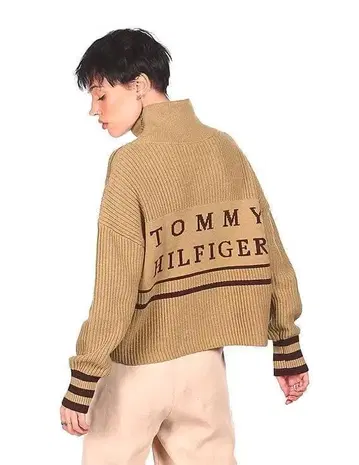 새상품 타미힐피거 하이넥 터틀넥 니트 브라운 갈색