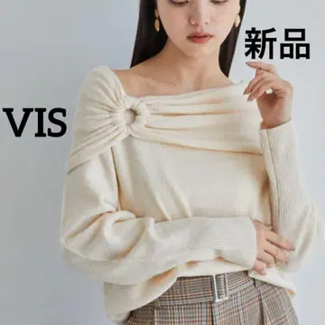 새상품 VIS 믹스얀 오프숄더 니트 아이보리 가을/겨울