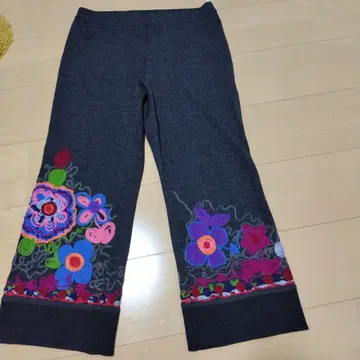 TOKUKO 컬러풀 자수 릴랙스 팬츠 9호