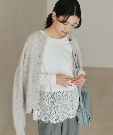 그린 레이블 릴랙싱 밑단 레이스 풀오버