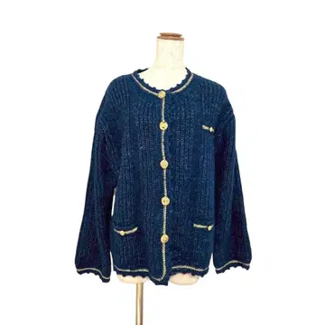 Das Genie 골드 버튼 모헤어 혼방 니트 가디건 네이비 계열 일본제