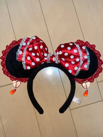 미니 마우스 머리띠 빨간색 도트