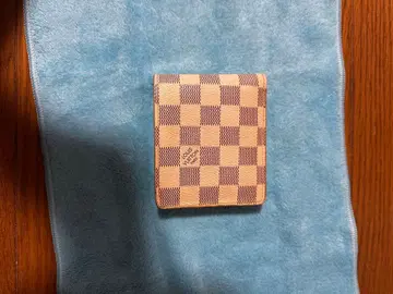 체크 무늬 접이식 지갑 베이지 브라운