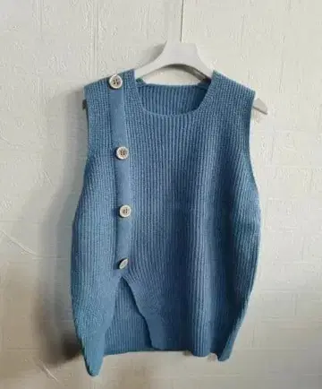 릴랙스 핏 니트 베스트 파랑