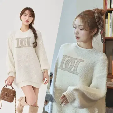 DD 로고 트위드 니트 풀오버 다리치 darich 화이트