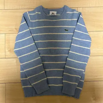 LACOSTE 파랑과 화이트 스트라이프 긴팔 스웨터 사이즈 3