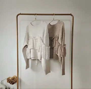 yuu 레이스 도킹 니트 LL 아이보리 시마무라