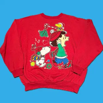 [ PEANUTS ] 빈티지 스누피 프린트 맨투맨 크리스마스