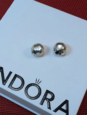 판도라 실버 하트 볼 참 2개 세트