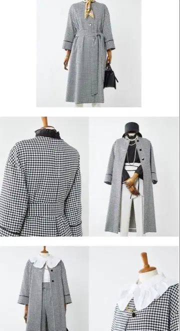 tiara 코트 깅엄 노카라 코트