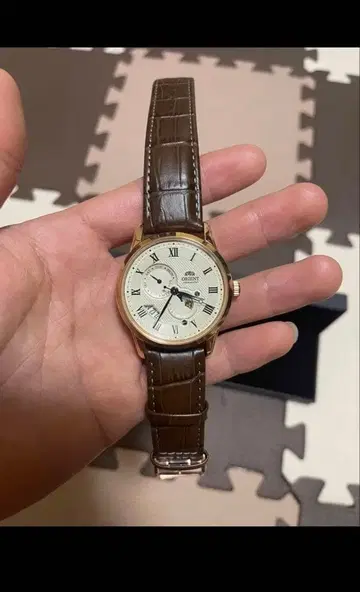 ORIENT SUN&MOON 자동 와인딩 손목시계 골드/브라운