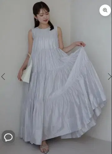 택 포함 새상품 anuans 텐셀 리치 오간자 티어드 원피스 M 사이즈