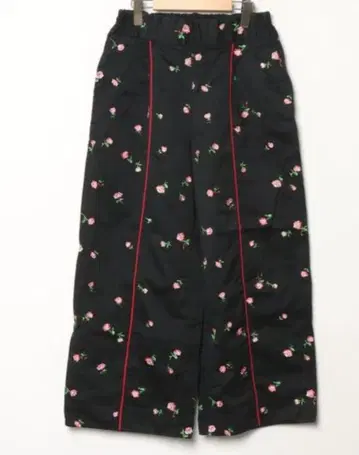 꽃무늬 자수 와이드 팬츠 블랙