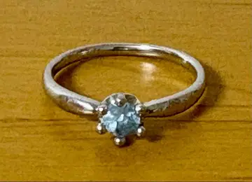 실버 반지 하늘색 라운드 컷 색석