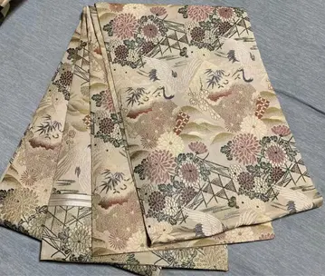 마루오비 순수 실크 꽃과 학 무늬