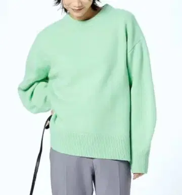 거의 미사용 PLST 엑스트라 파인 메리노울 크루넥 니트