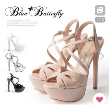 새상품급 Blue Butterfly 핑크 베이지 콘테스트 힐 하이힐